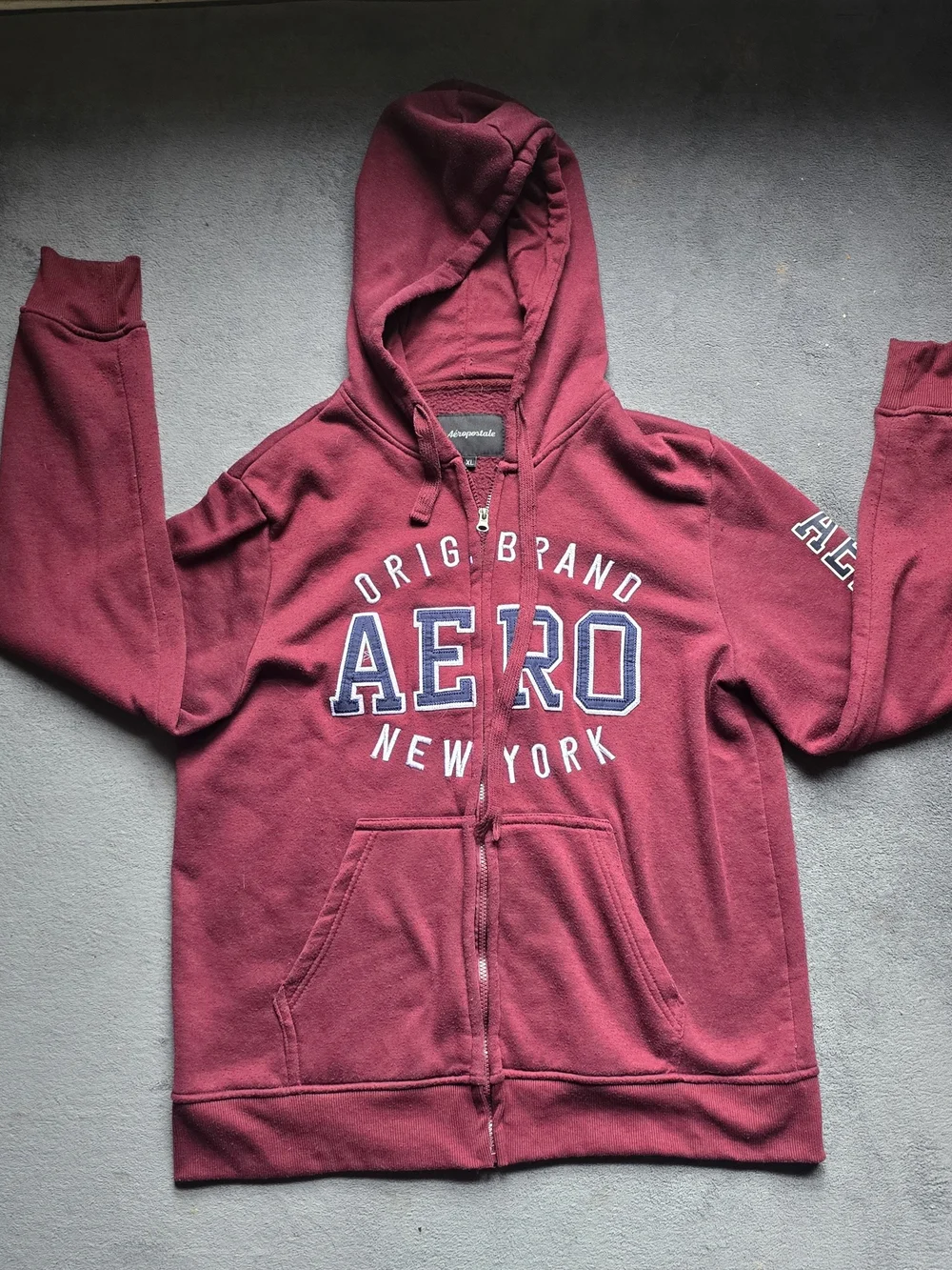 AERO New York Burgundy Zip-Up Hoodie